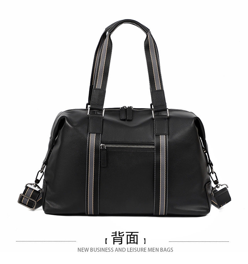 Túi du lịch xách tay nam da bò lớp đầu, túi tập gym kiêm túi hành lý đeo vai 40×16×25 cm — Màu đen chi tiết 15