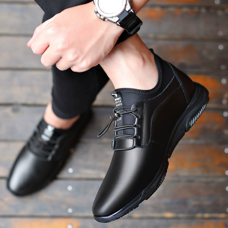 Новая повседневная мужская обувь из натуральной кожи, двухслойная уличная спортивная обувь из воловьей кожи, увеличивающая рост, модная в Корейском стиле