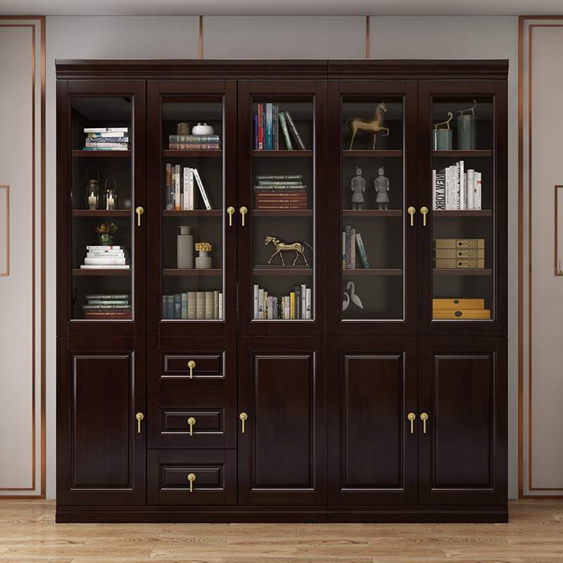 solid wood cabinet a living room Stands to ground Storage combination Rubber wood drawer New Chinese style Bookcase