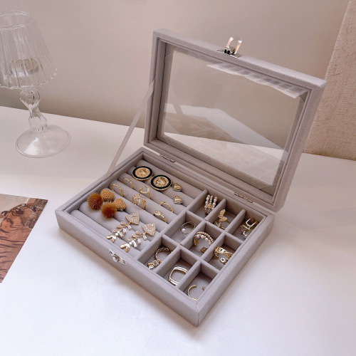 Internet celebrity ins style jewelry storage box large capacity high-end exquisite jewelry necklace earrings earrings ear stud box