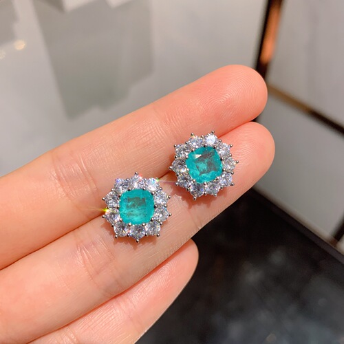 Zhuang Sheng Sheng Jewelry International Fashion Influencer Live Stream Hot Selling Classic Color Gem Paraiaba Style Synthetic Jewelry Set