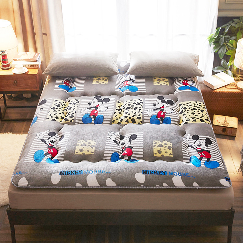 加厚保暖榻榻米印花床垫 法莱绒学生褥子 单双人可定制可折叠床垫