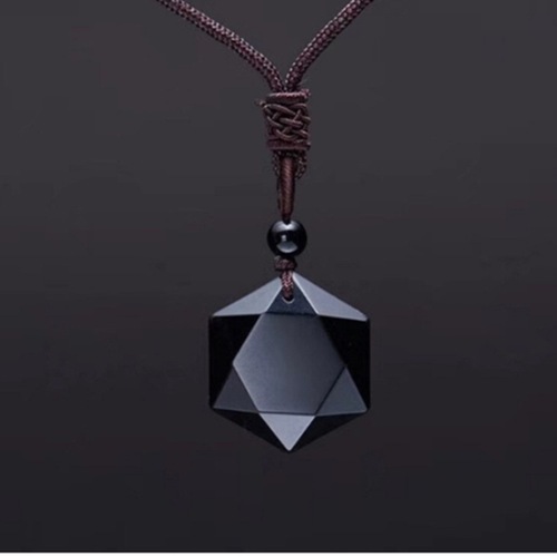 Obsidian pendant, pendulum energy stone, obsidian six-pointed star necklace, men's and women's sweater chain, jewelry wholesale