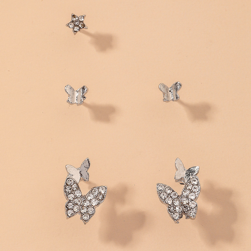 Diamond Butterfly Five-pointed Star Earrings Set display picture 5