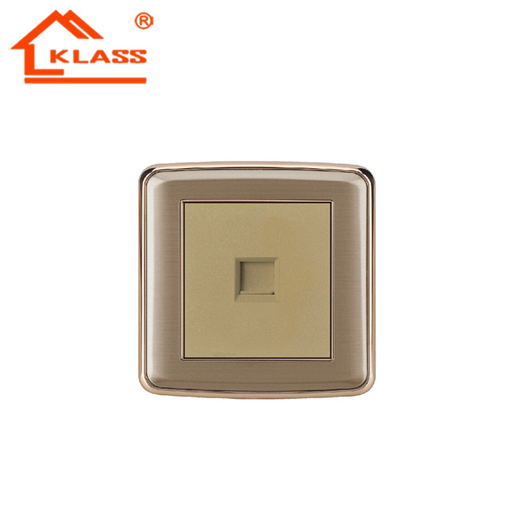 英式外贸厂家出口86型不锈钢拉丝墙壁插座有线8芯电脑插座