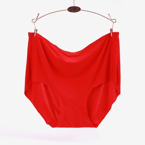 One piece drop shipping large size 200 pounds seamless underwear for women ice silk mid-high waist solid color cotton triangle breathable quick-drying summer