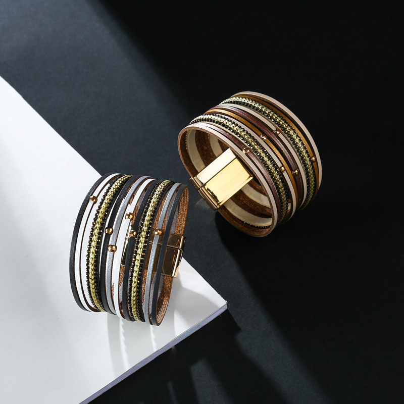 new bohemian style multi-layer leather bracelet