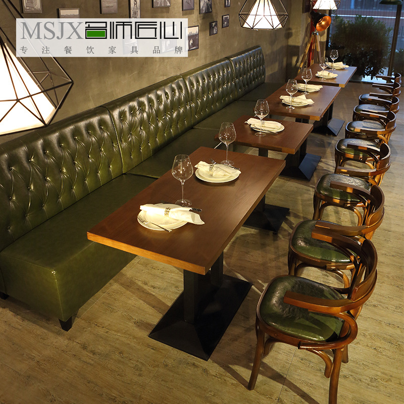 清吧桌椅 實木軟包工業風廠家直銷靠牆卡座火鍋店桌 音樂餐吧桌椅