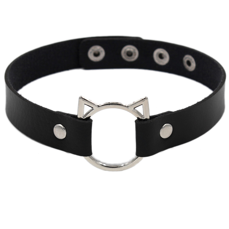 Punk Solid Color Pu Leather Patchwork Women's Choker display picture 2