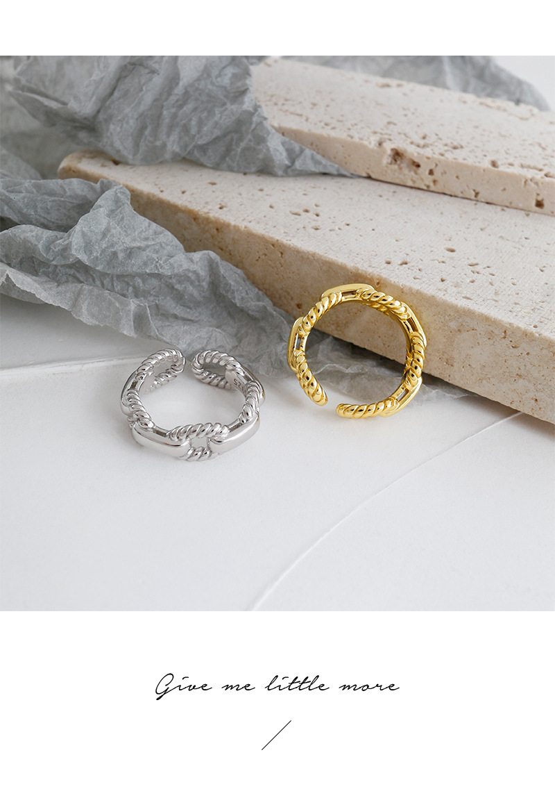 Korean S925 sterling silver twist chain open ring