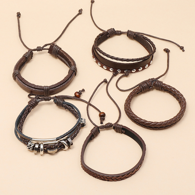 Retro  Handmade Beaded Leather Bracelet