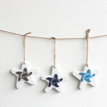 地中海创意家居渔网配饰海星实木小鱼串挂件门帘装饰墙上挂件吊饰