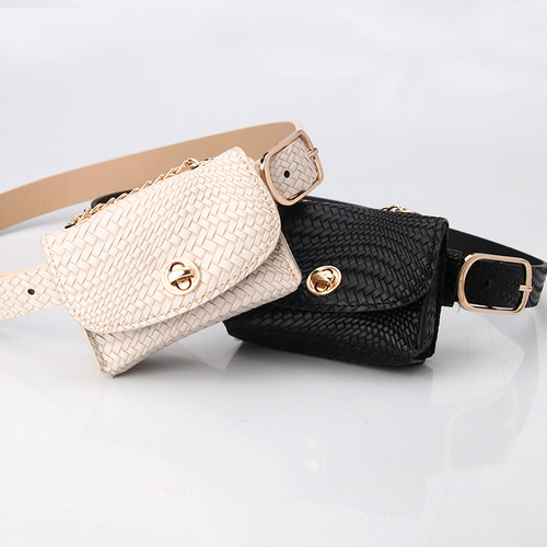 Women's leather belt, trendy leopard-print waist bag, mini chain bag—stylish, versatile, and detachable; factory wholesale.