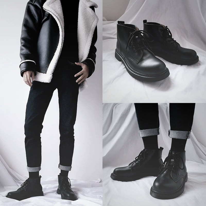 Весенне-осенние Британские ретро-ботильоны Martin Couple из натуральной кожи, японские средние, европейские и американские ботильоны для мужчин и женщин Quan Zhilong в том же стиле