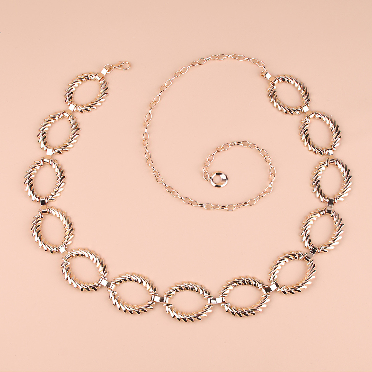 Fashionable Clothing&Skirt Accessory–Geometric Metal Waist Chain For Women,Versatile Circular Hoop Chain Waist Chain.