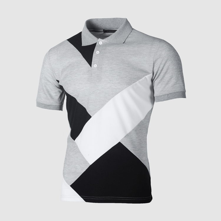 Polo da uomo a maniche corte con patchwork stile estivo_voghion.com