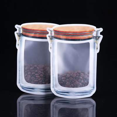 饼干零食梅森瓶子包装袋塑料袋异形自封袋茶叶干果防潮便携自立袋