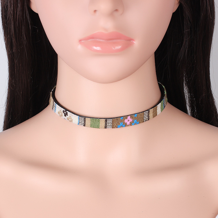 5g Weight Choker Classification Wedding, Travel Occasion Women'S Gender Ethnic Style Style Blue, Black Color Fashion Handmade Color Embroidery Short Necklace Wholesale 3