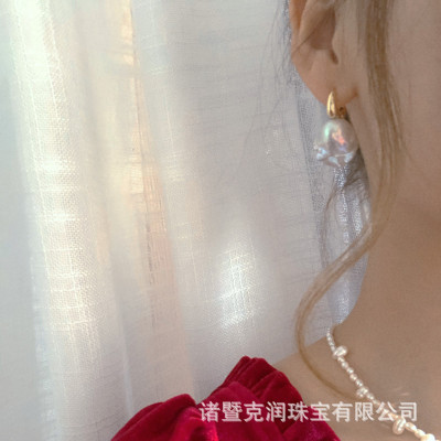 巴洛克異形珍珠耳鈎925銀耳鈎耳環法式複古耳鈎耳釘設計師款