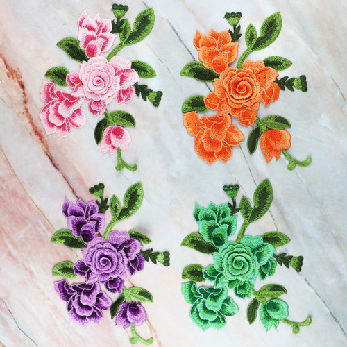 Water-soluble embroidery cloth applique corsage embroidery peony three-dimensional hollow hand applique computer embroidery hand-sewn lace