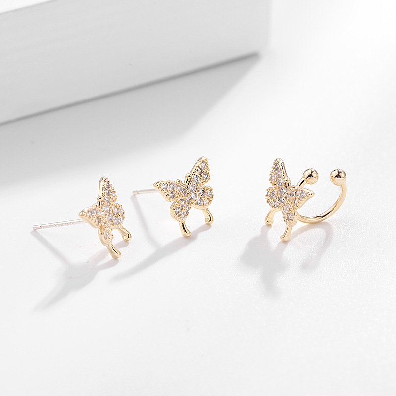 Nouveau Super Fée Douce Oreille Clip Petit Papillon Boucles D&#39;oreilles Aiguille D&#39;argent Trois Pièces Oreille Oreille Clip En Gros Nihaojewelry display picture 8