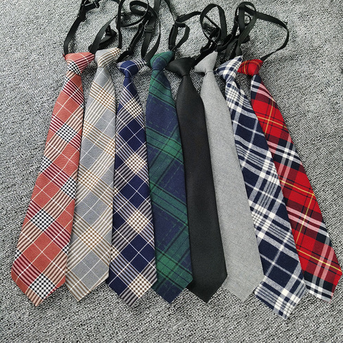 Tie-free cotton JK tie Harajuku student hooded plaid British college INS women's shirt uniform tie
