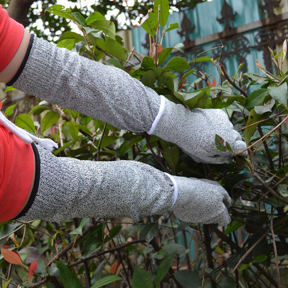 现货 HPPE防割护臂加厚5级耐磨防切割防护劳保带拇指洞防割袖套