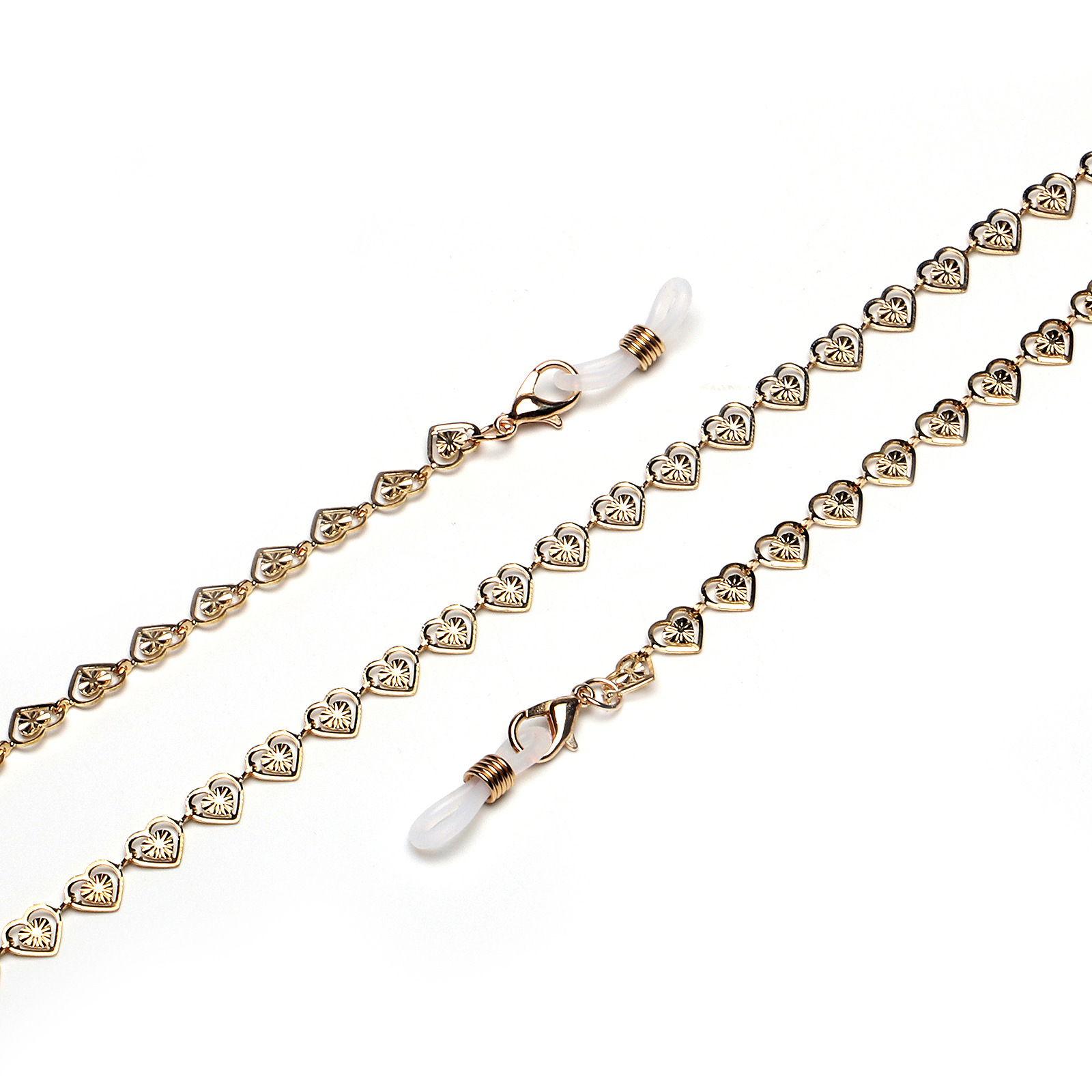 Non-slip Metal Glasses Rope Gold Non-fading Copper Chain Peach Heart Glasses Chain Wholesale Nihaojewelry