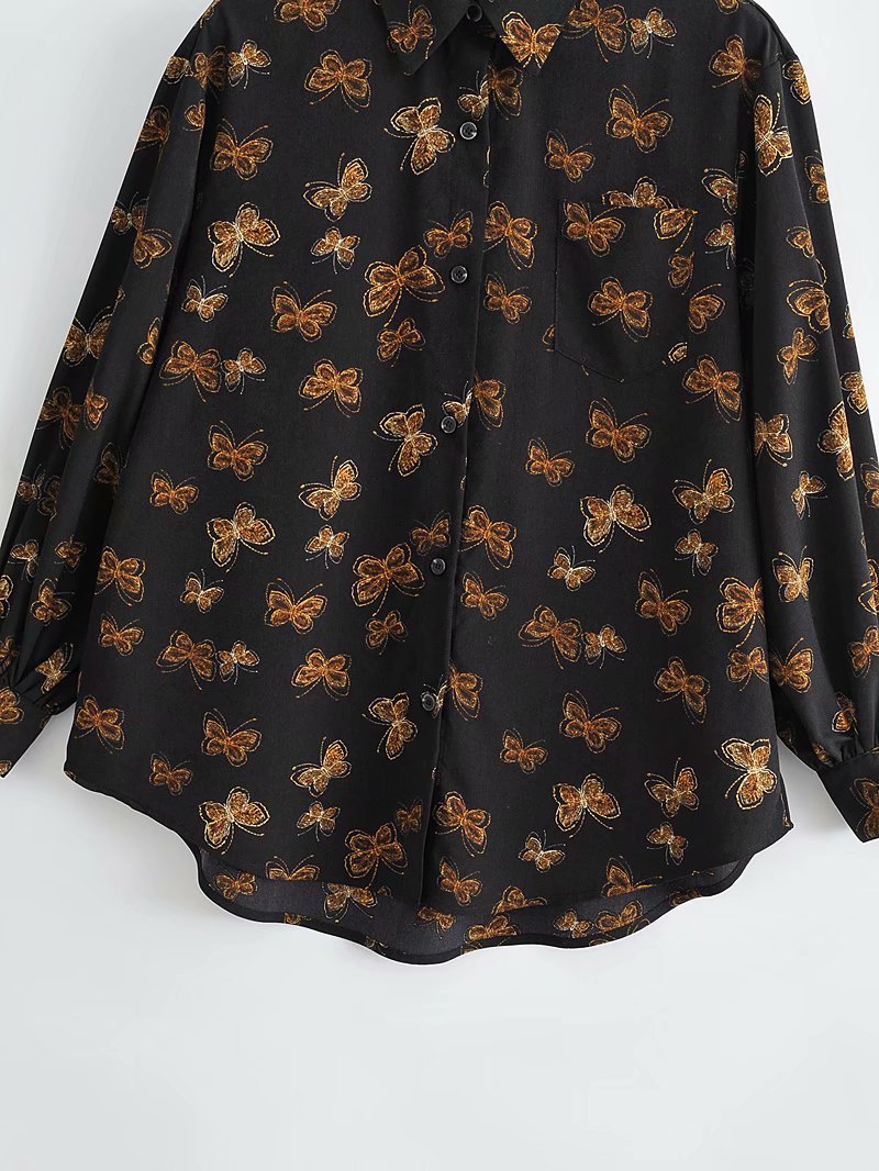 blusa con estampado de mariposas de invierno NSAM19314