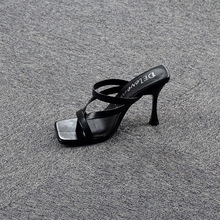 woman shoes欧美时尚韩版2020新款高跟凉鞋女鞋拖鞋女大码