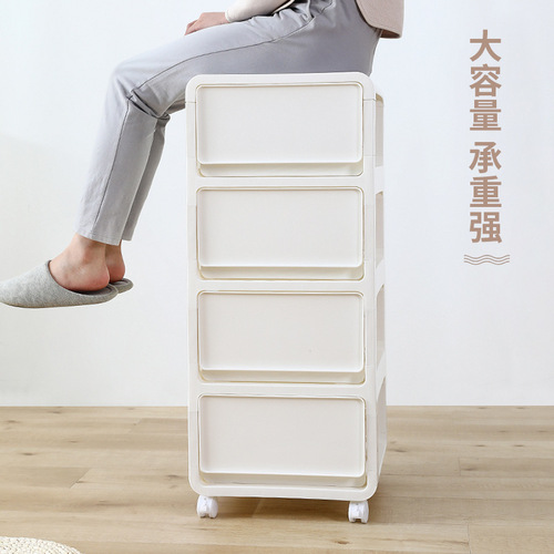 Bedside drawer cabinet with wheels, sandwich bedside table, bathroom living room, multi-layer snack kitchen storage plastic storage cabinet