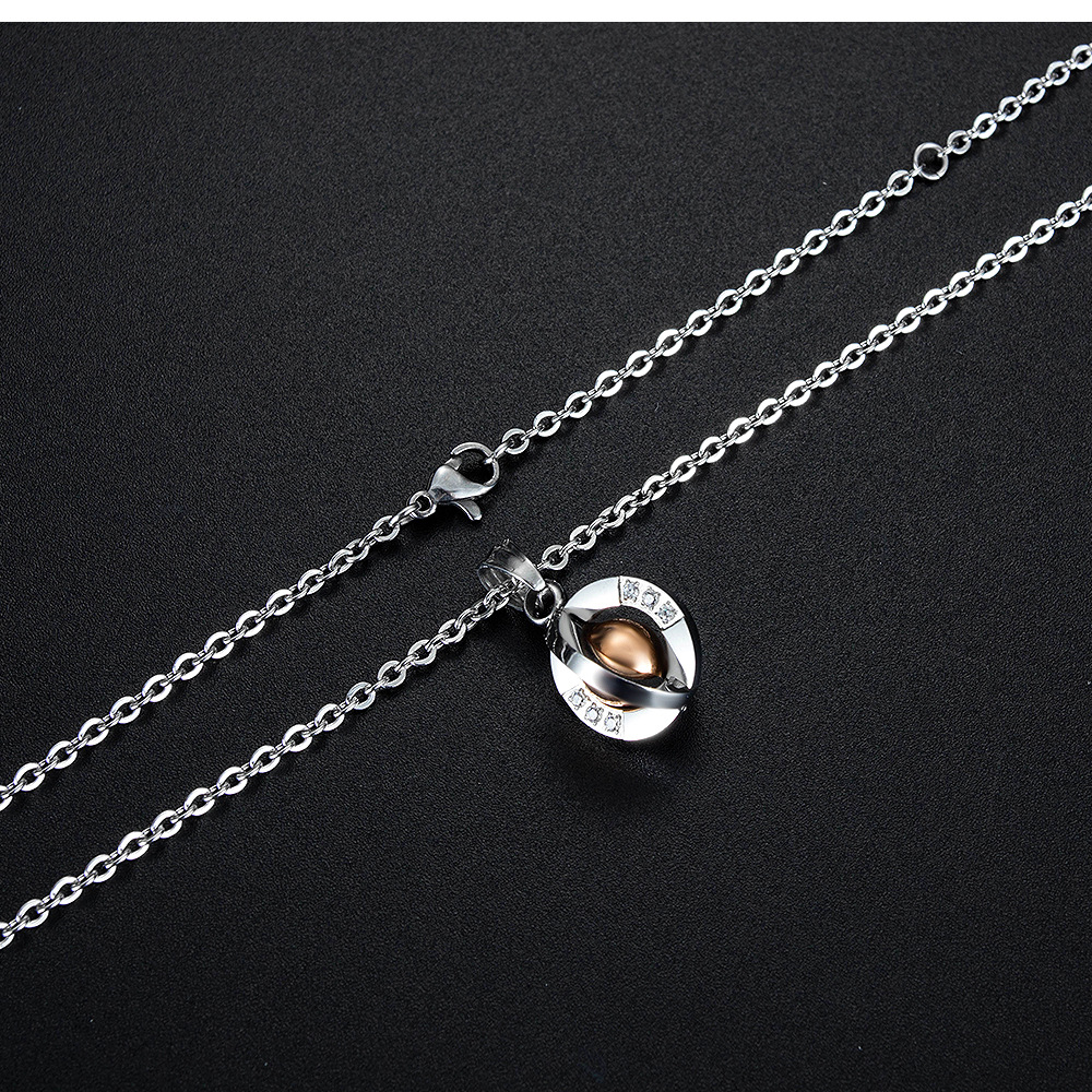 New Fashion Stainless Steel Diamond-set Rotatable Ball Pendant Titanium Steel Couple Necklace Wholesale display picture 5