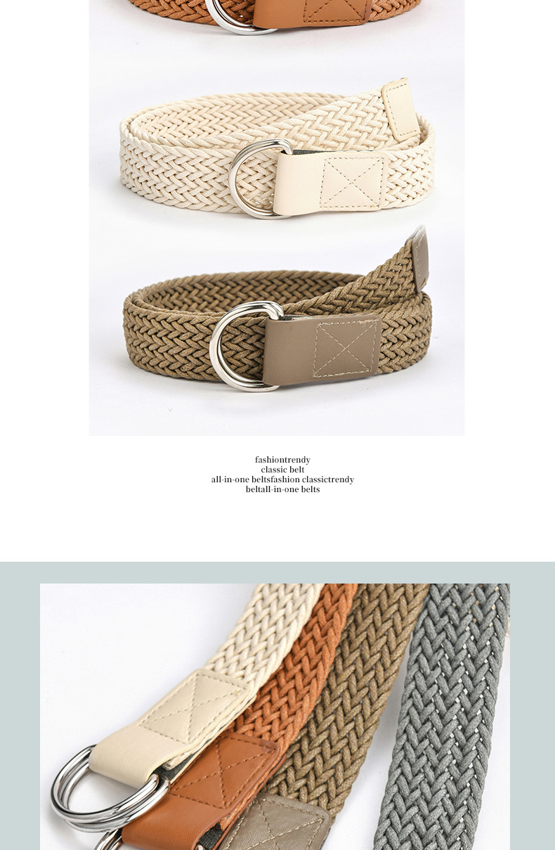 Double Buckle Braided Retro Belt display picture 6