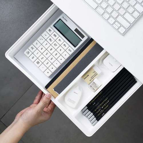 Office desk pull-out wall-mounted storage box under the desk ABS plastic cosmetic storage box drawer divider storage box