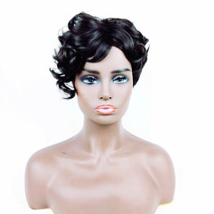 Amazon European and American men's and women's short curly hair African black curly hair factory cross-border wig full headset wholesale