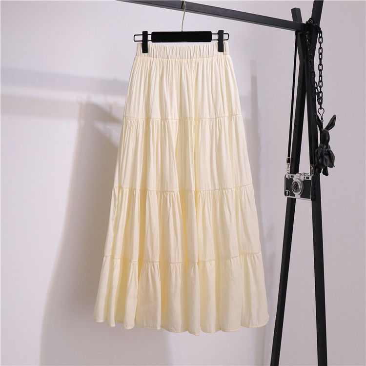 Comfort Function Loose Version Solid Color Pattern Summer Spring Casual Solid Color Cotton Maxi Long Dress Skirts