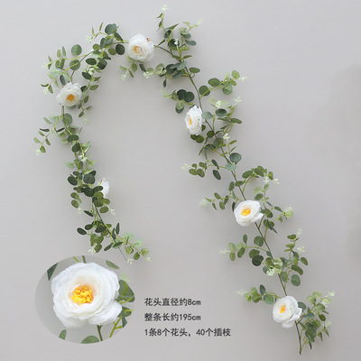 仿真金钱叶藤条 玫瑰茶玫壁挂藤蔓 跨境热销 婚庆装饰吊顶桉树叶