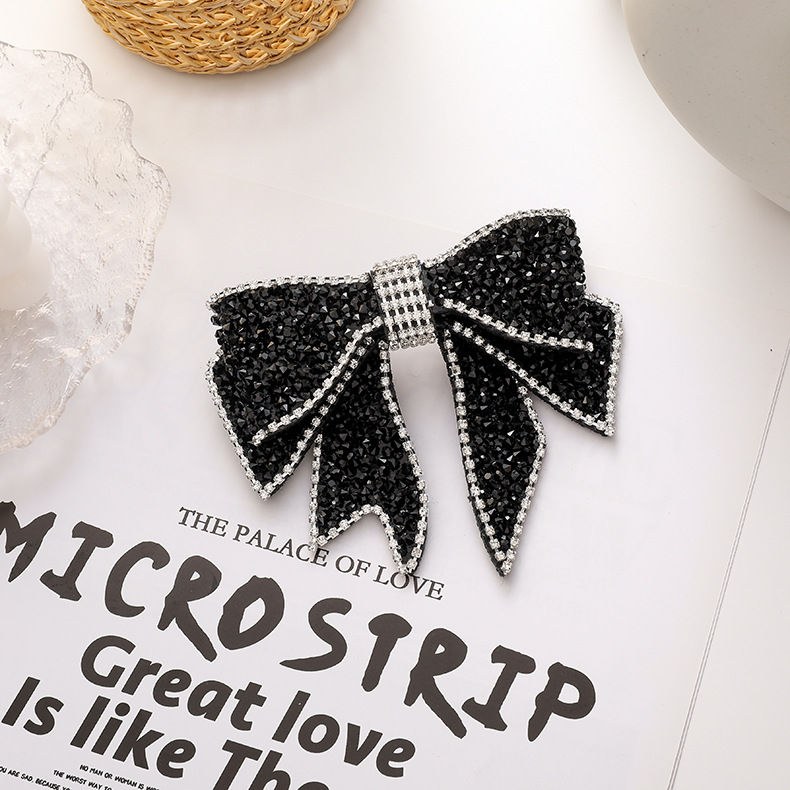 Neue Koreanische Version Von Kristall Blinkende Diamant Bowknot Haarnadel Hinterkopf Clip Haarschmuck Haarnadel Schwarz Voll Bohrer Schmuck Frauen display picture 9