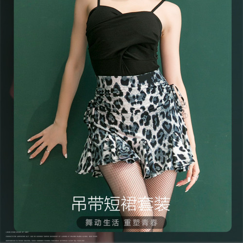 Women's New Leopard Print Half Body Skirt Dance Dress Sexy Latin Dance Skirt Bottom