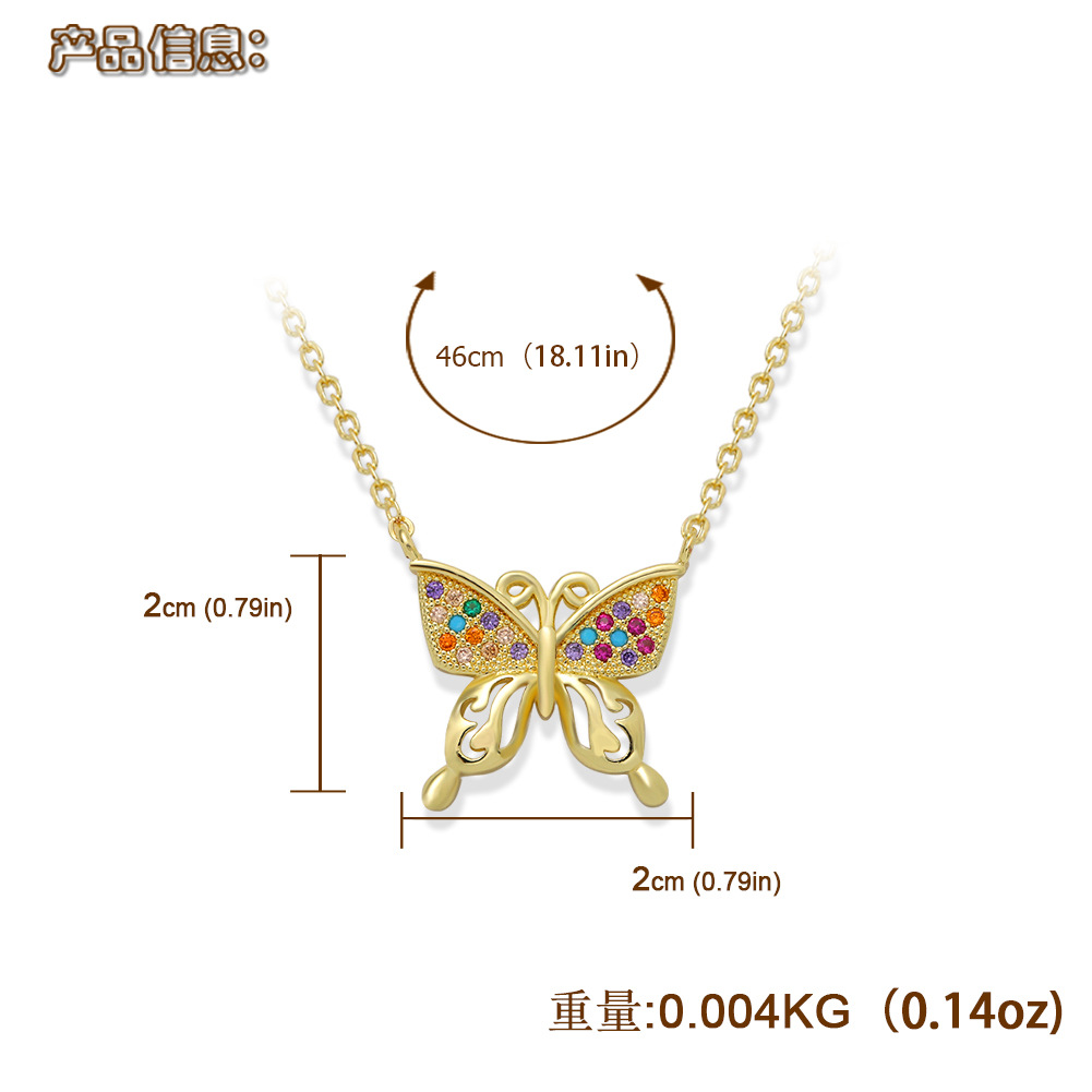 Korean Fashion  Copper Inlaid Zirconium Butterfly Simple Creative Fashion Full Diamond Luxury Copper Necklace Wholesale display picture 36