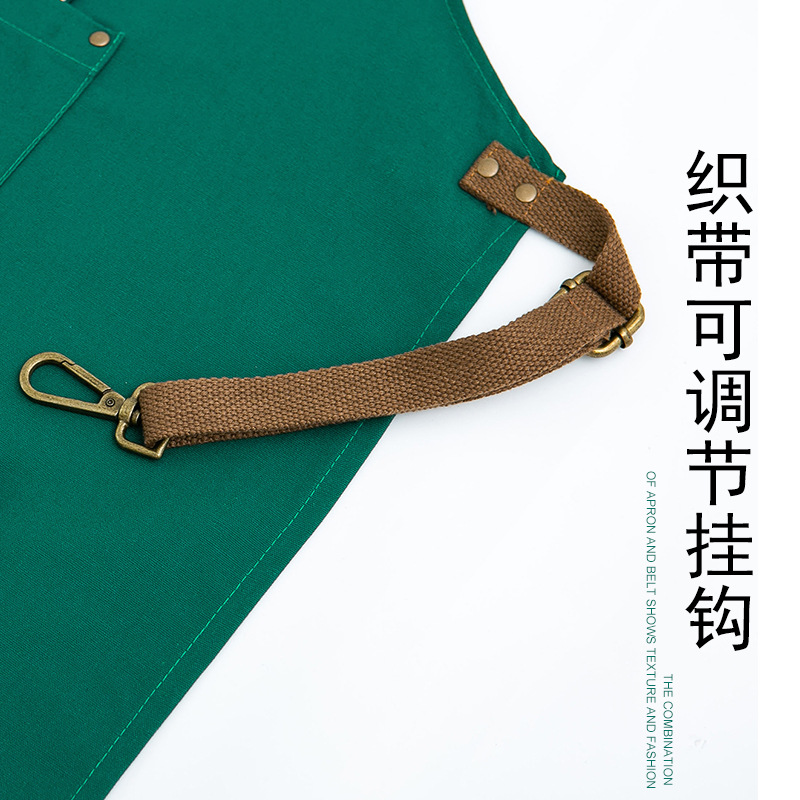 Delantal de mezclilla barista de estilo japonés logotipo personalizado impresión restaurante floral leche tienda de té Barber ropa de trabajo circunferencia del cuerpo