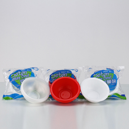 Disposable plastic bowl wedding red bowl 345ML food grade plastic bowl lunch box home takeaway 20 pieces