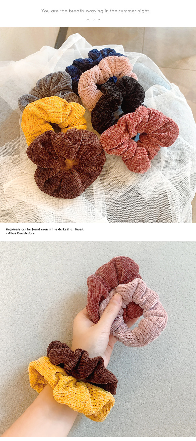 Korean  Knitted Fabric Pure Color New Elastic Hair Scrunchies  Wholesale display picture 4