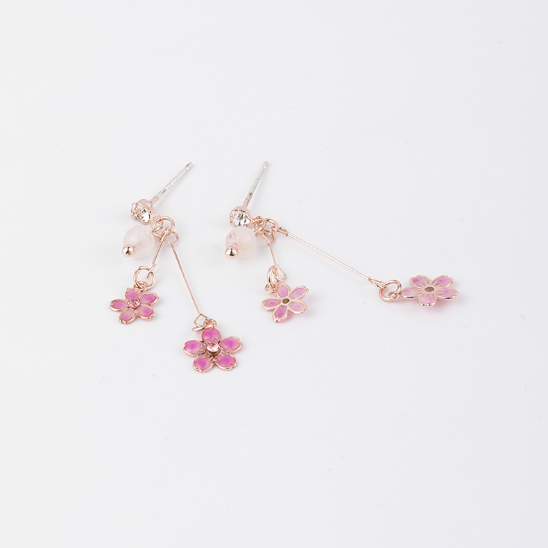 Boucles D&#39;oreilles Longues Fleur Rose Creuse display picture 9