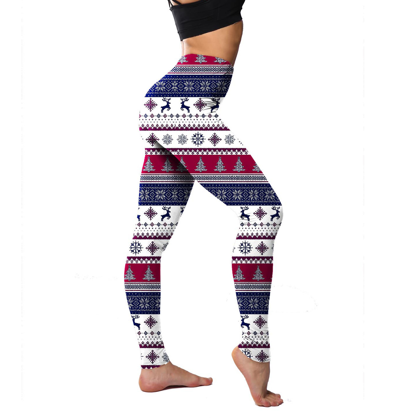 182g Weight Ankle-Length Pants Length Spandex, Polyester Fabric Type High Waist Waist Line Leggings Pants Type Stretchy Elasticity Daily Occasion Breathable Function Skinny Fit Type Christmas Festival Snowflake Pattern Winter, Autumn Season Women'S Gender Simple Style Style Women'S Daily Simple Style Snowflake Ankle-Length Leggings 25
