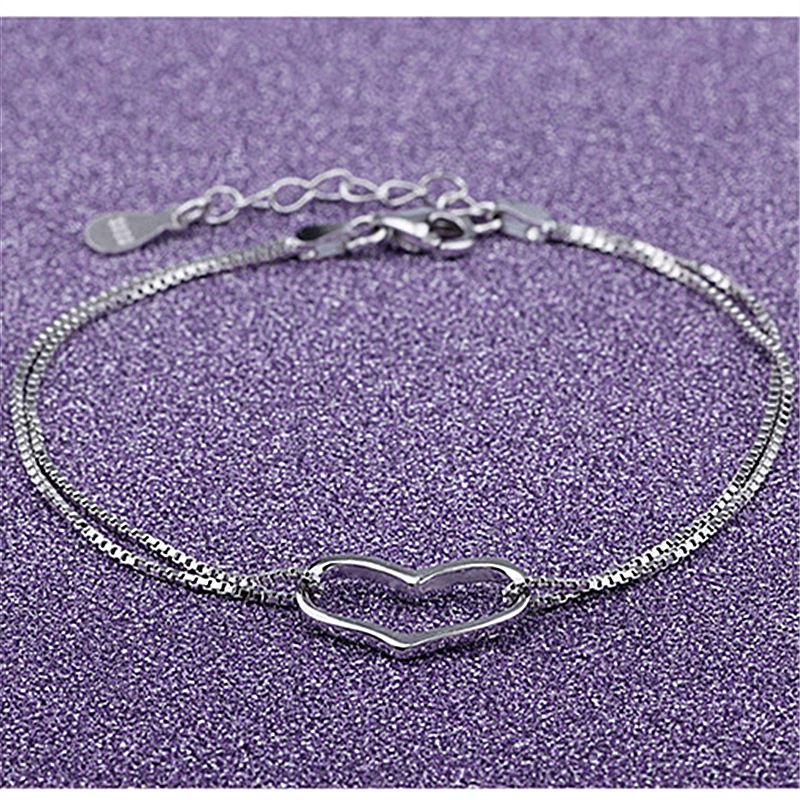 Accessory, platinum bracelet heart shaped, Korean style