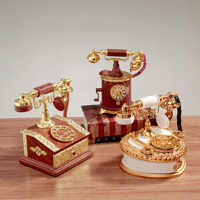 Retro Dial Telephone Landline Music box The music box Home a living room Cafe bar ornament originality Decoration