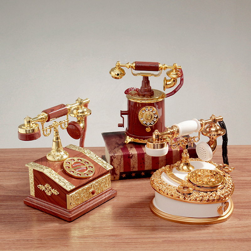 Retro Dial Telephone Landline Music box The music box Home a living room Cafe bar ornament originality Decoration