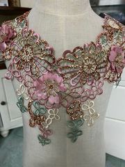 Water-soluble edge flower collar trim new exquisite embroidery collar, multi-color sticker gold thread hollow ancient costume collar decoration