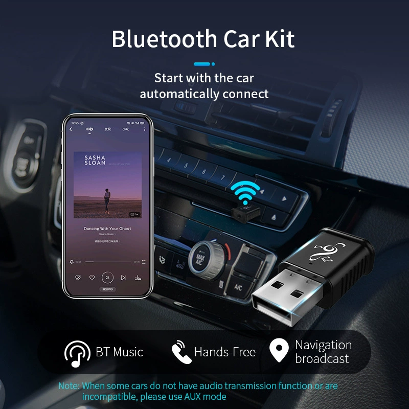 New car Bluetooth adapter 3.5AUX Bluetooth receiver stereo can call USB Bluetooth dual output